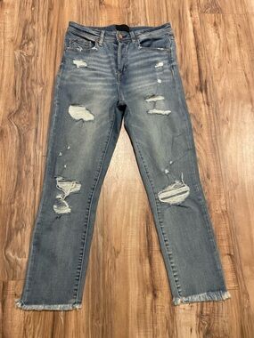 Buckle Black Distressed Light Blue Ripped Ankle Jeans